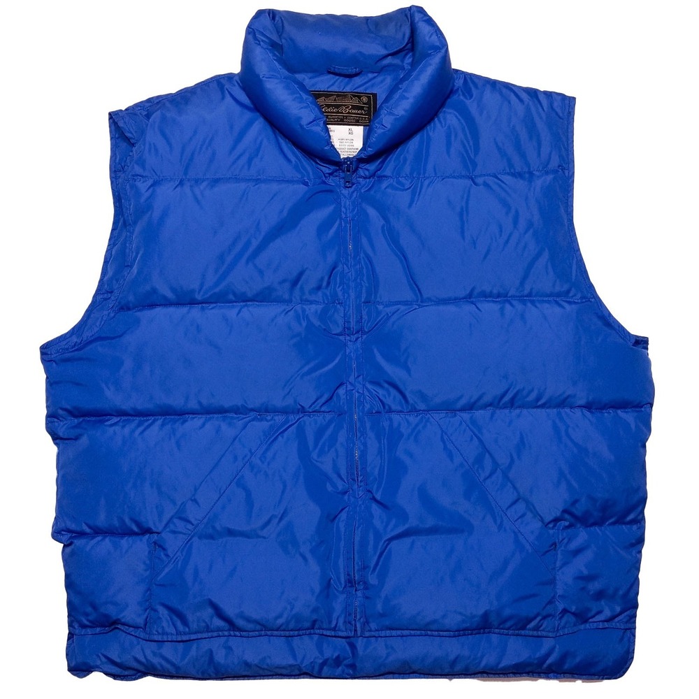 Vintage EDDIE BAUER Goose Down Puffer Vest Full Zip Blue Men's XL